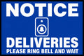 Notice Deliveries Please Ring Bell and Wait 4x6 vinyl sticker