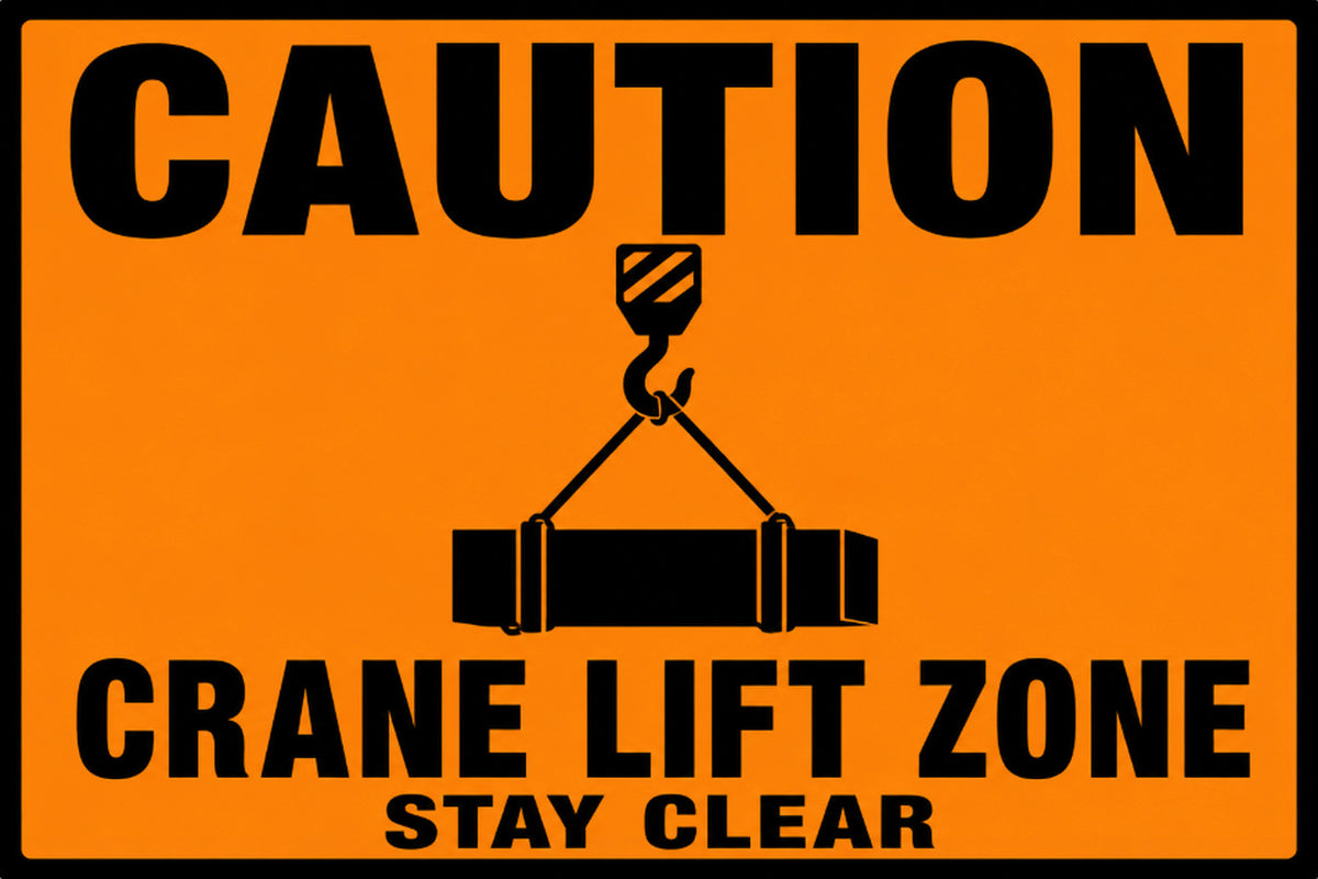 Caution Crane Lift Zone 4x6 vinyl sticker