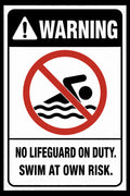 No Lifeguard Swim At Own Risk 4x6 vinyl sticker