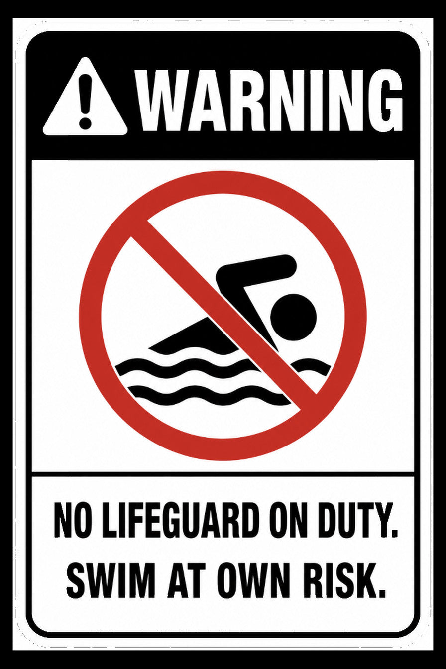 No Lifeguard Swim At Own Risk 4x6 vinyl sticker