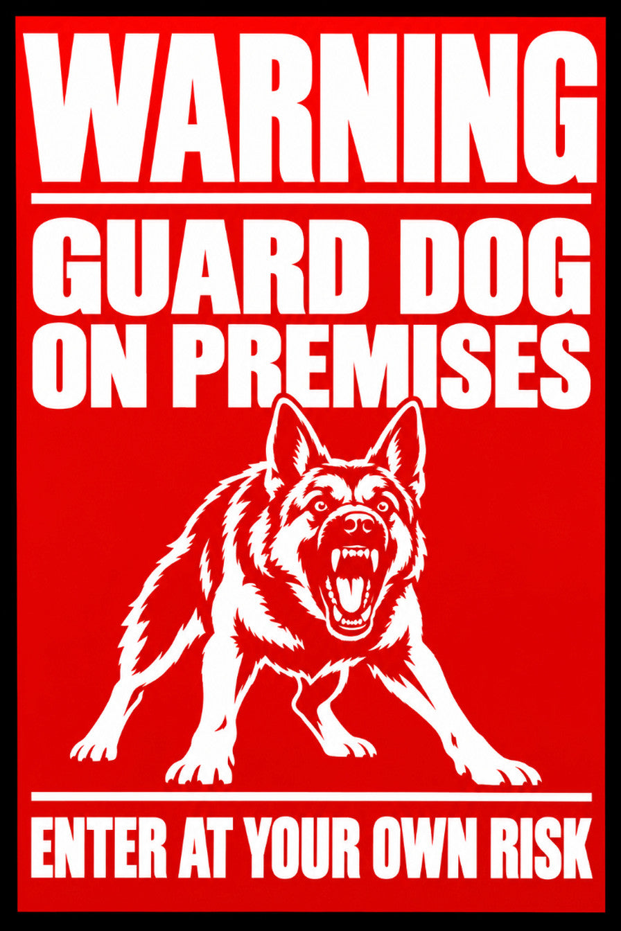 Warning Guard Dog On Premises 4x6 vinyl sticker