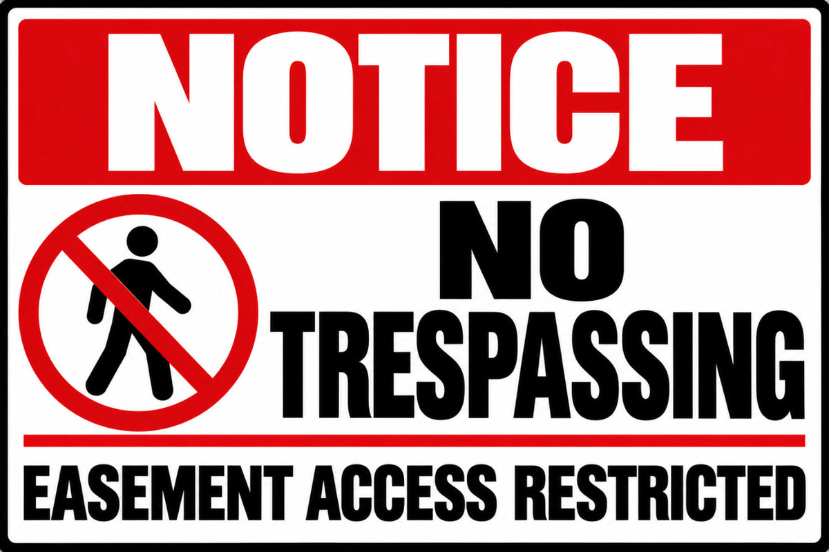 Notice No Trespassing Easement Access Restricted 4x6 vinyl sticker
