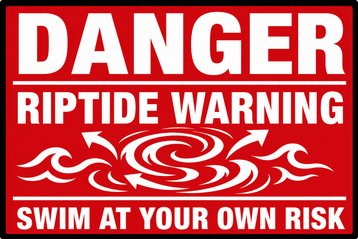 Danger Riptide Swim At Your Own Risk 4x6 vinyl sticker