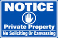Notice Private Property No Soliciting Or Canvassing 4x6 vinyl sticker
