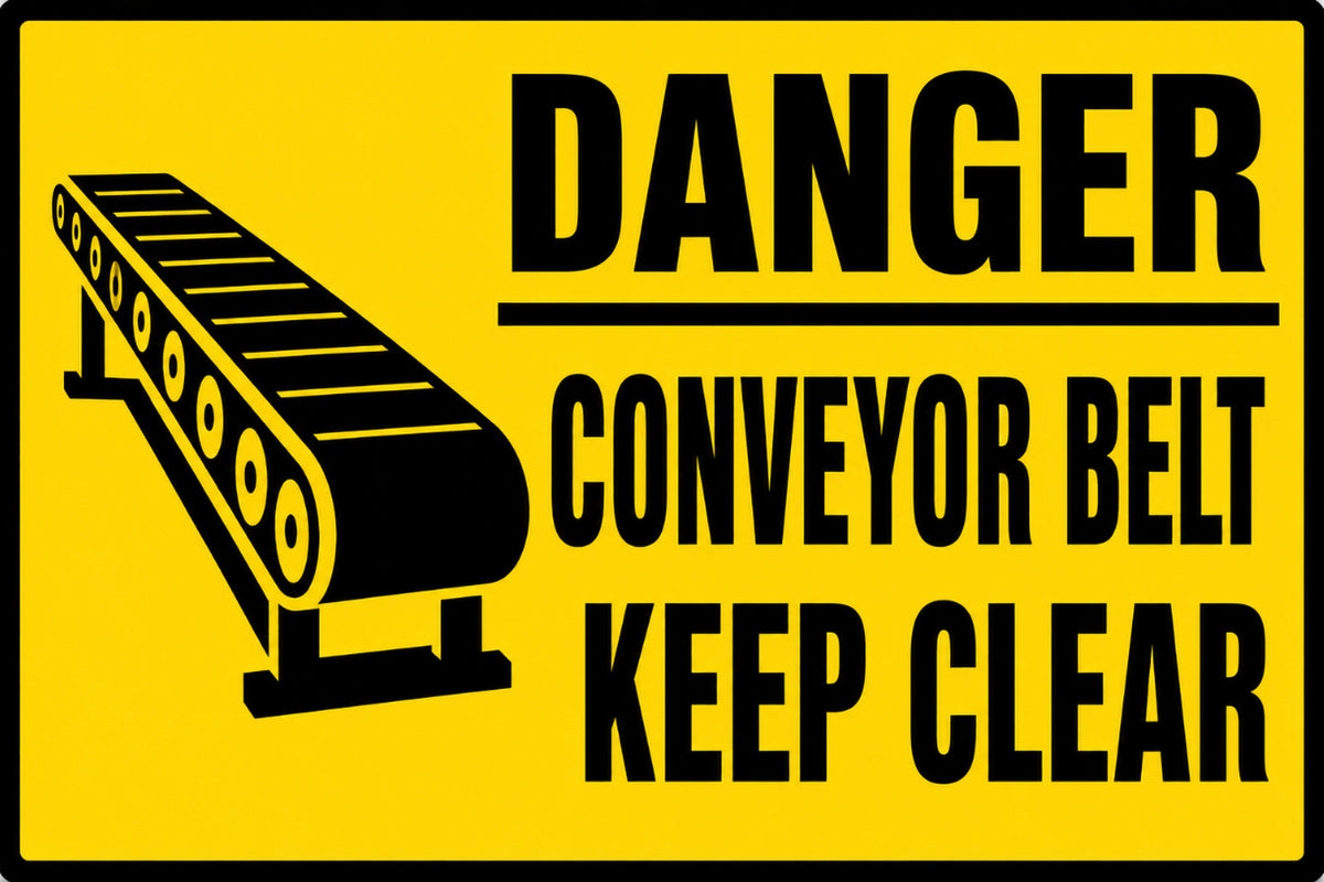 Danger Industrial Conveyor Belt Keep Clear 4x6 vinyl sticker