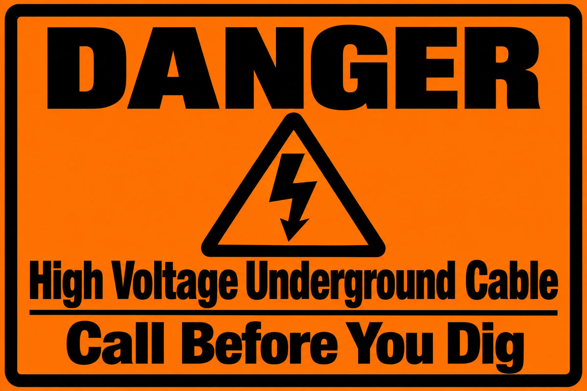 Danger High Voltage Underground Cable Call Before You Dig 4x6 vinyl sticker