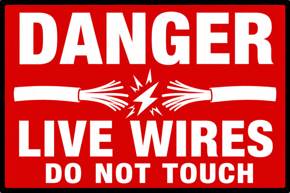 Danger Live Wires Do Not Touch 4x6 vinyl sticker