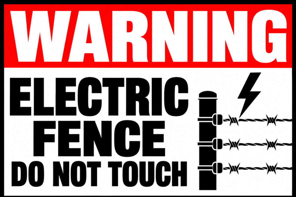 Warning Electric Fence Do Not Touch 4x6 vinyl sticker