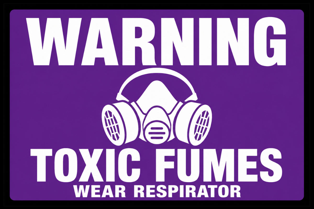 Warning Toxic Fumes Wear Respirator 4x6 vinyl sticker