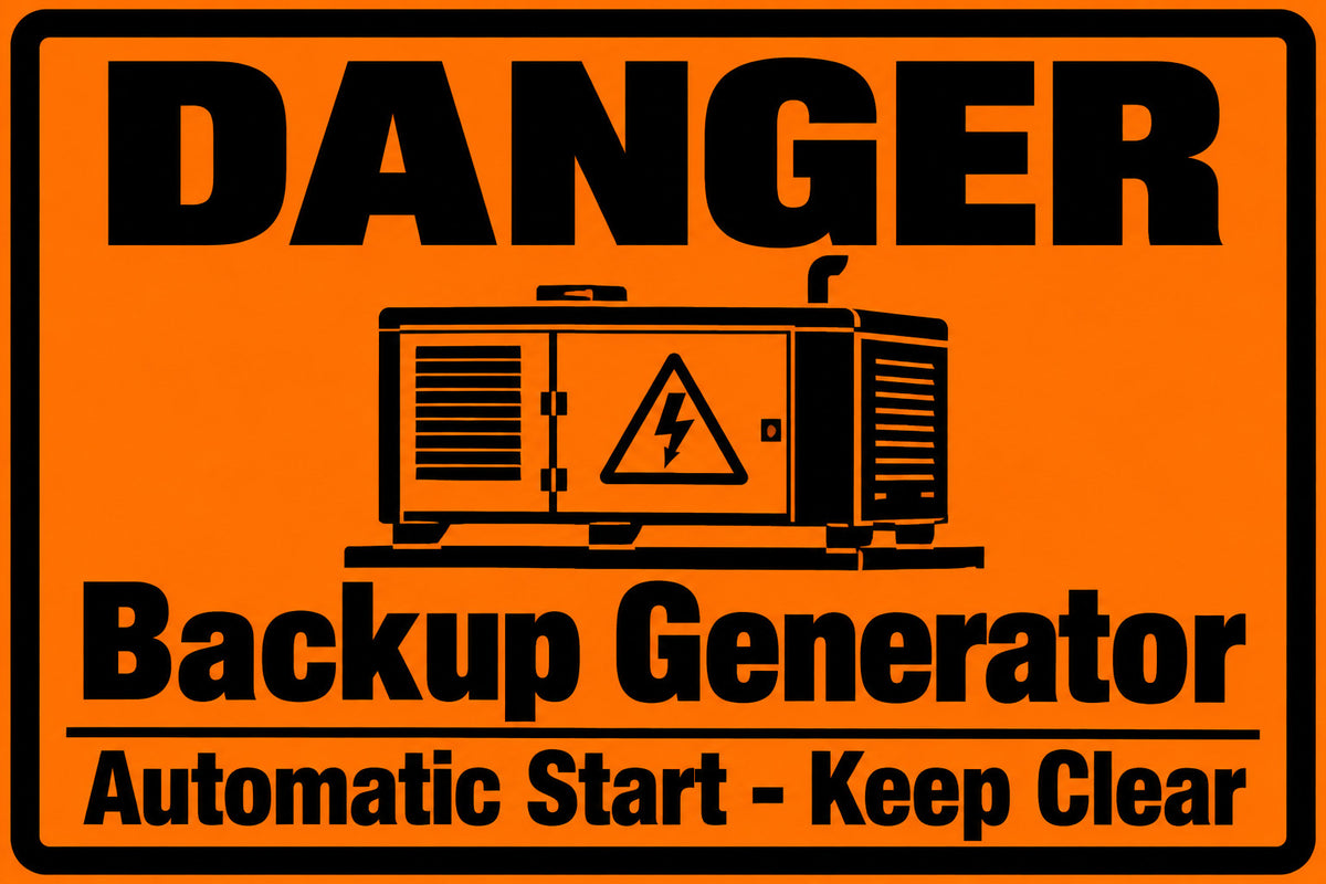 Danger Backup Generator Automatic Start Keep Clear 4x6 vinyl sticker