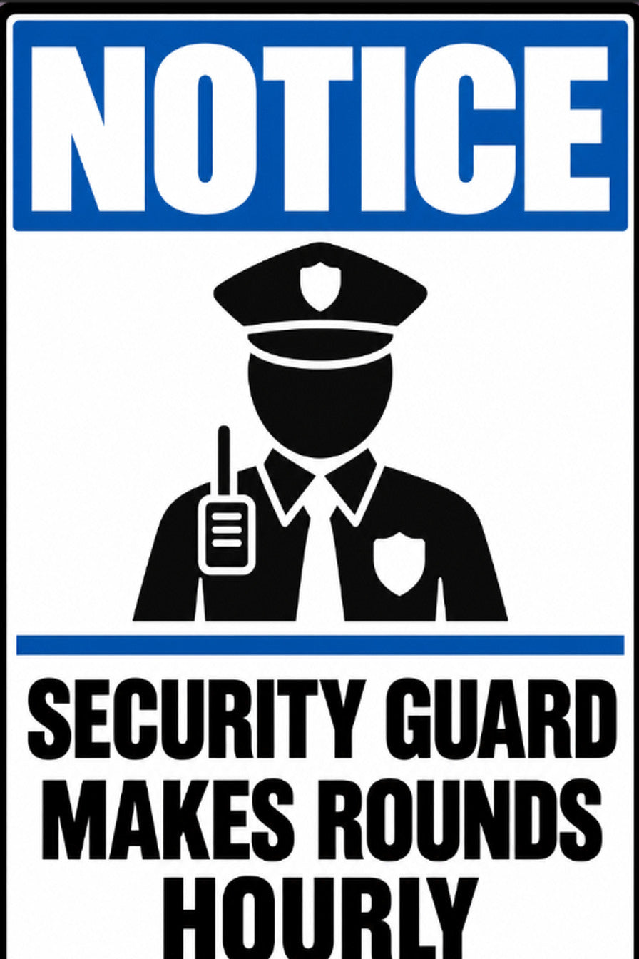 Notice Security Guard Makes Rounds Hourly 4x6 vinyl sticker