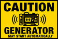 Caution Backup Generator 4x6 vinyl sticker