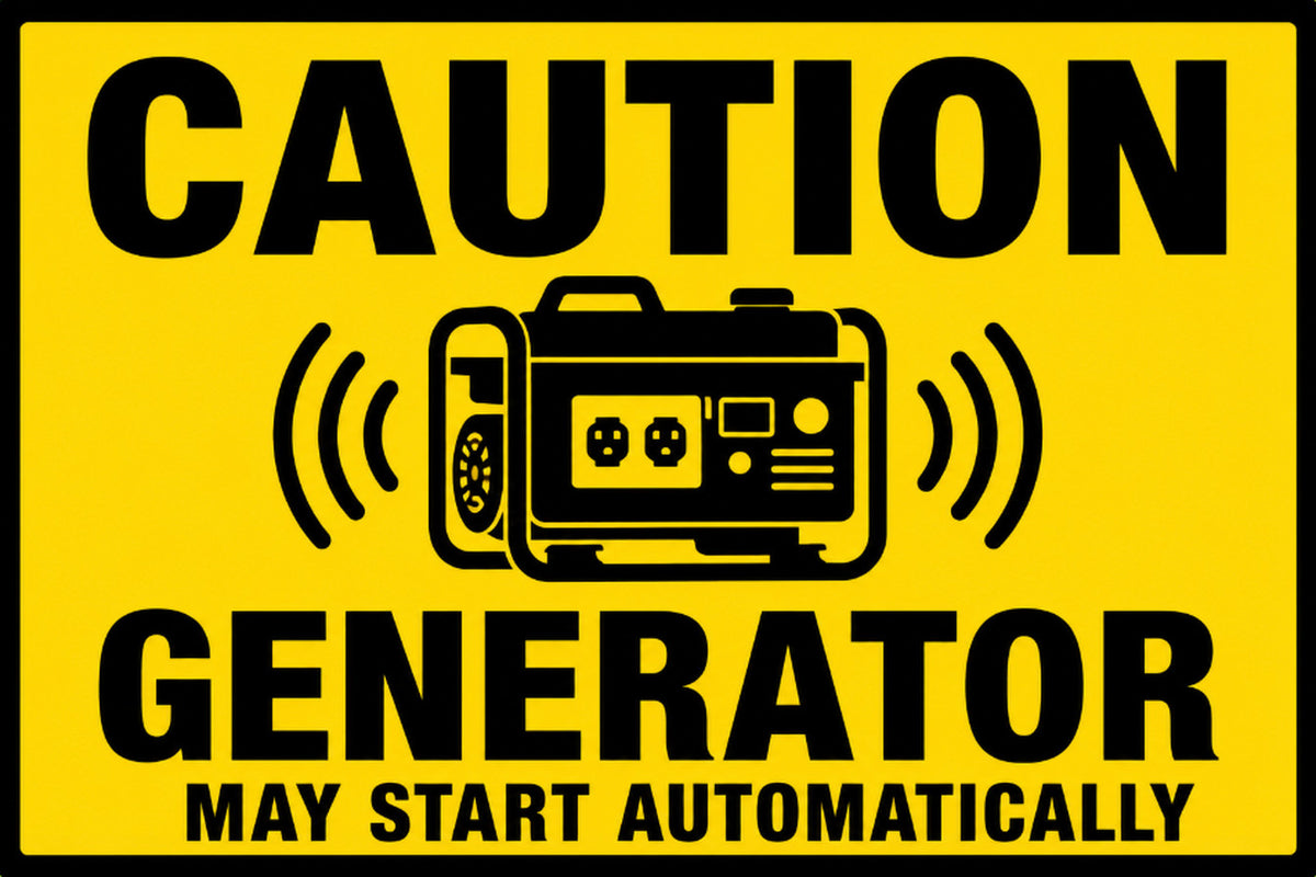 Caution Backup Generator 4x6 vinyl sticker