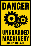 Danger Unguarded Machinery Keep Clear 4x6 vinyl sticker