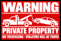 Warning Private Property No Trespassing Towed 4x6 vinyl sticker