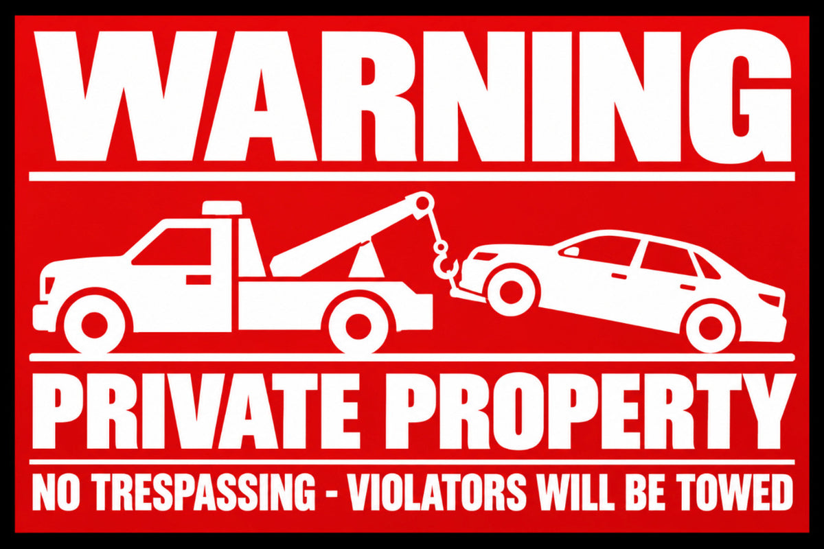 Warning Private Property No Trespassing Towed 4x6 vinyl sticker