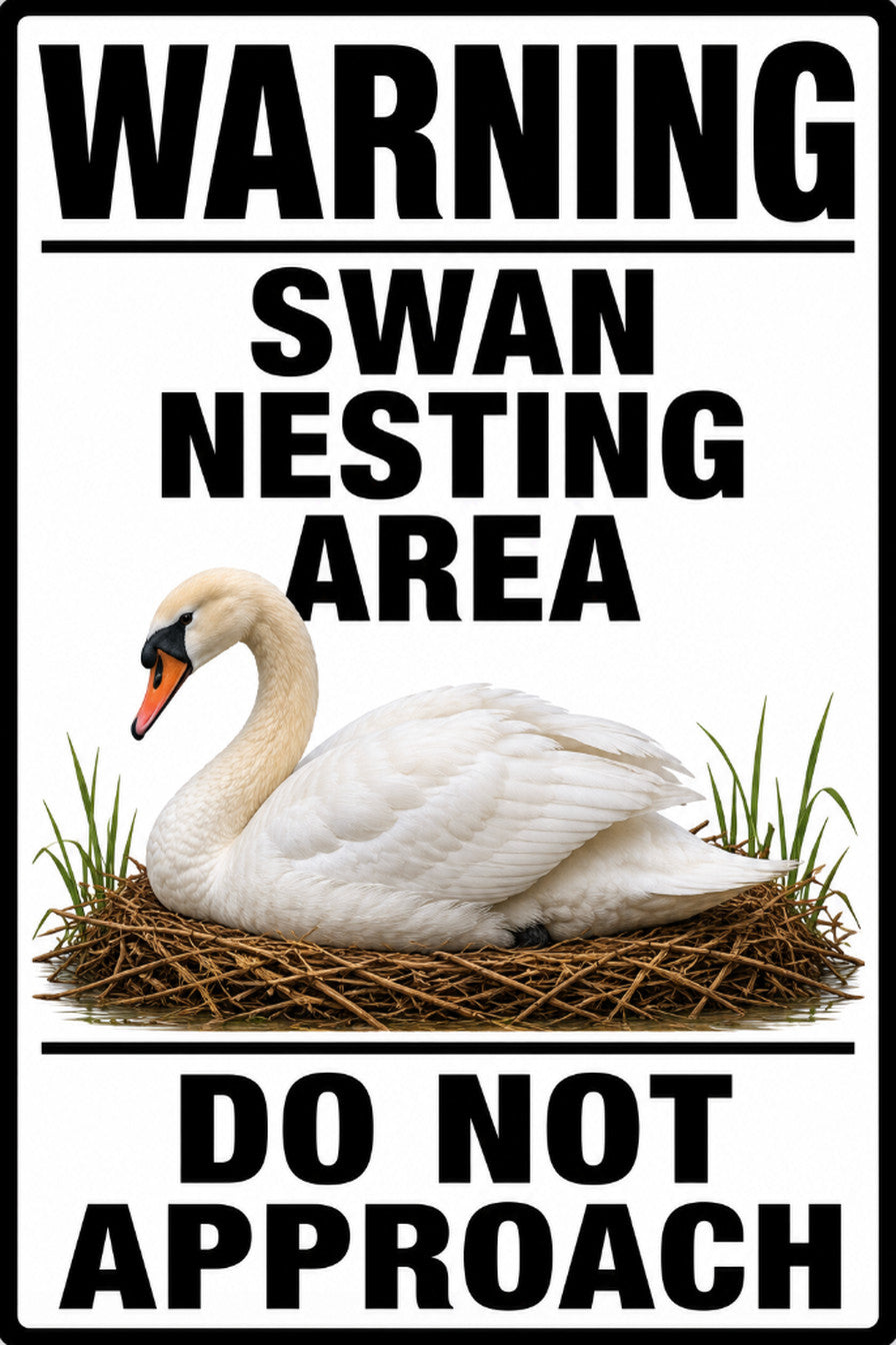 Warning Swan Nesting Area Do Not Approach 4x6 vinyl sticker