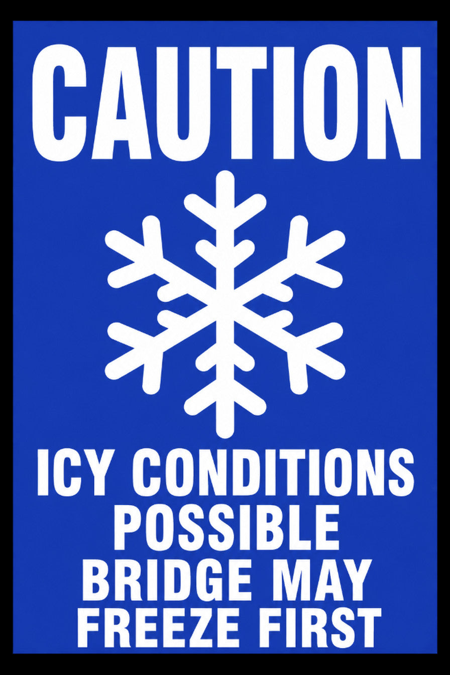 Caution Icy Conditions Possible Bridge May Freeze First 4x6 vinyl sticker