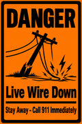 Danger Live Wire Down Stay Away Call 911 Immediately 4x6 vinyl sticker