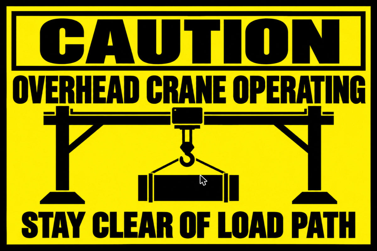 Caution Overhead Crane Operating Stay Clear Of Load Path 4x6 vinyl sticker