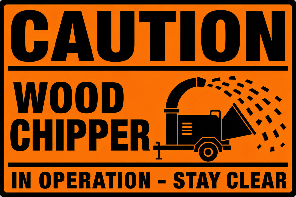 Caution Wood Chipper In Operation Stay Clear 4x6 vinyl sticker
