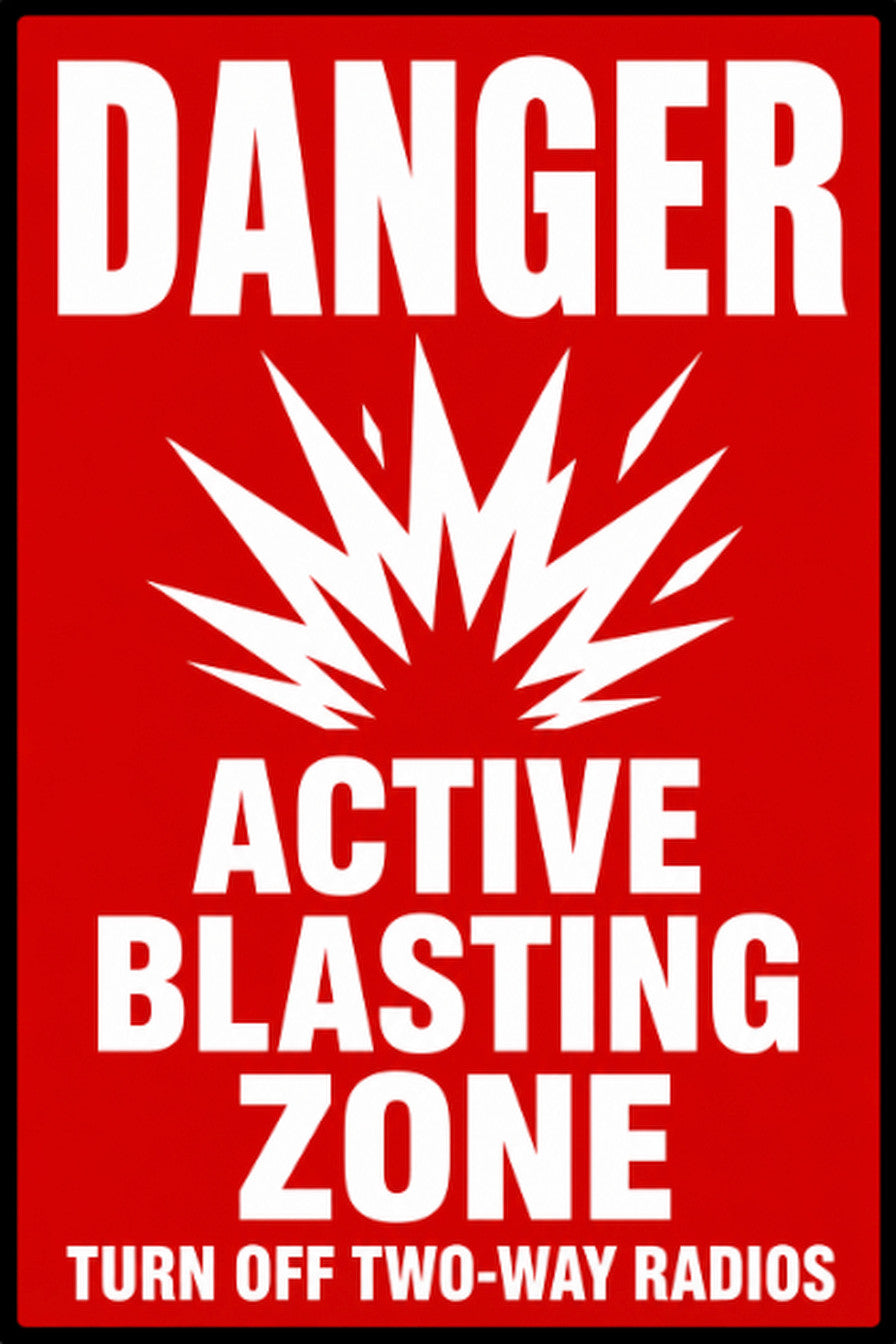 Danger Active Blasting Zone 4x6 vinyl sticker