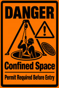 Danger Confined Space Permit Required 4x6 vinyl sticker