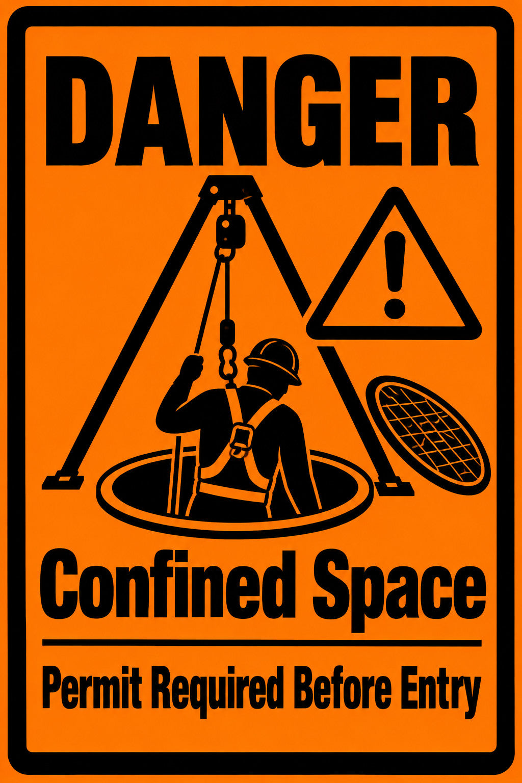 Danger Confined Space Permit Required 4x6 vinyl sticker