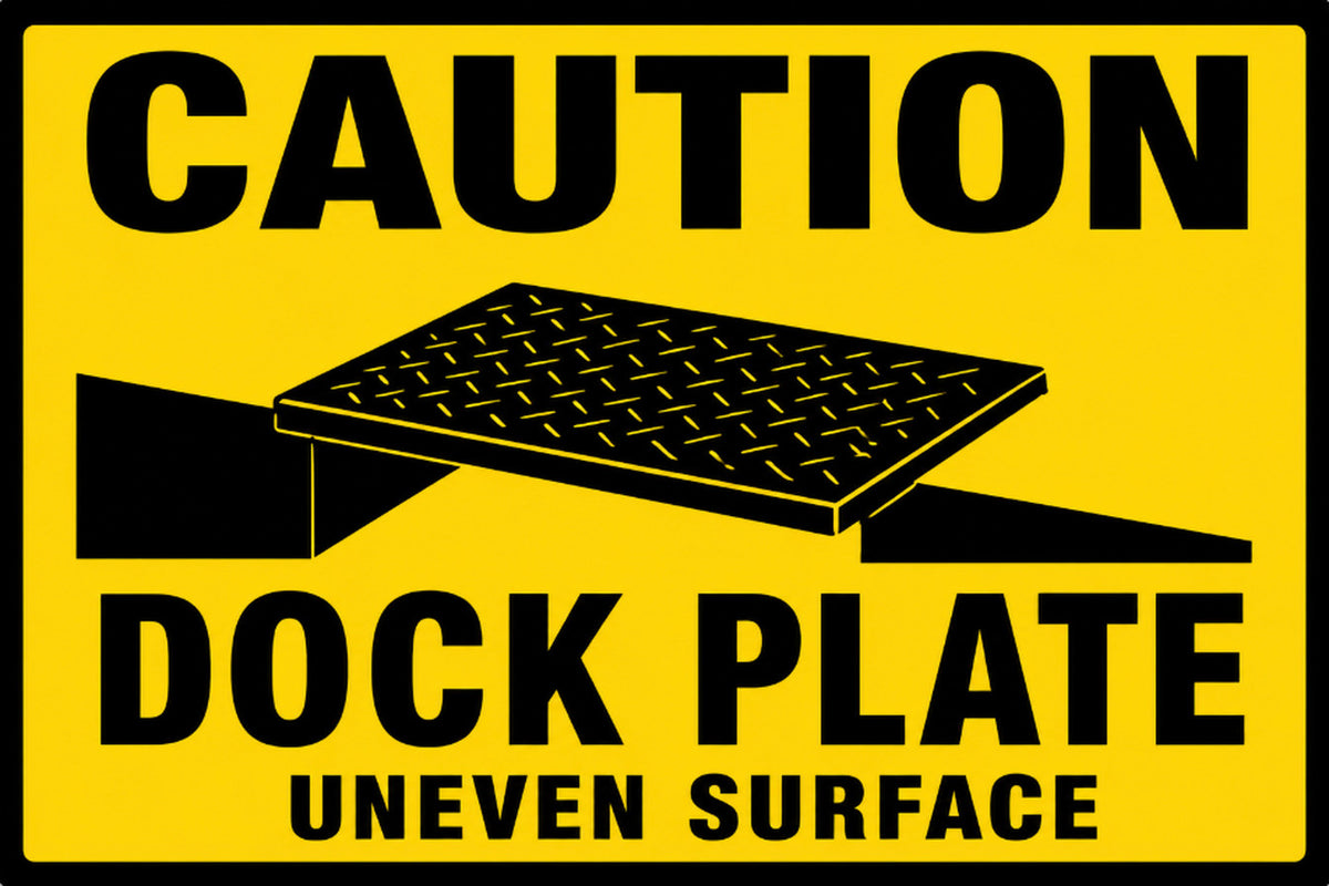Caution Dock Plate Uneven Surface 4x6 vinyl sticker