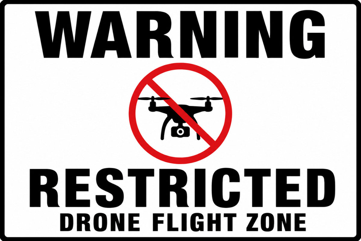 Warning Restricted Drone Flight Zone 4x6 vinyl sticker