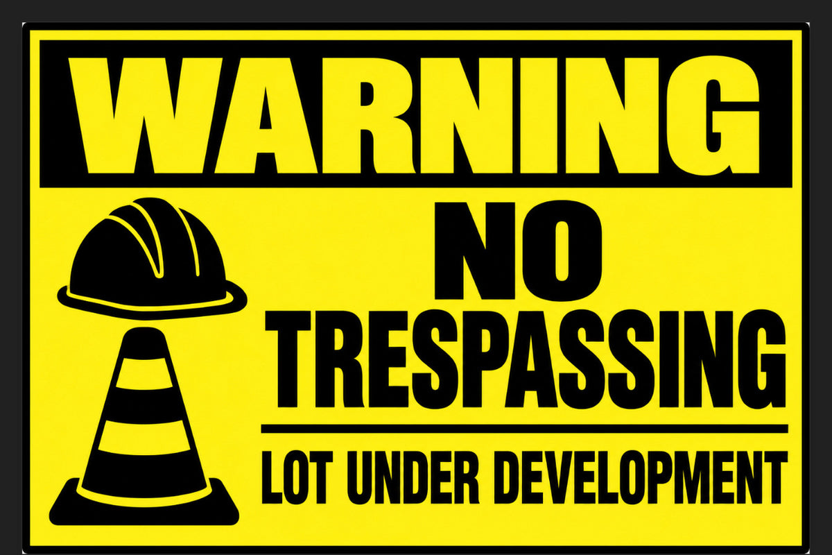 Warning No Trespassing Lot Under Development 4x6 vinyl sticker