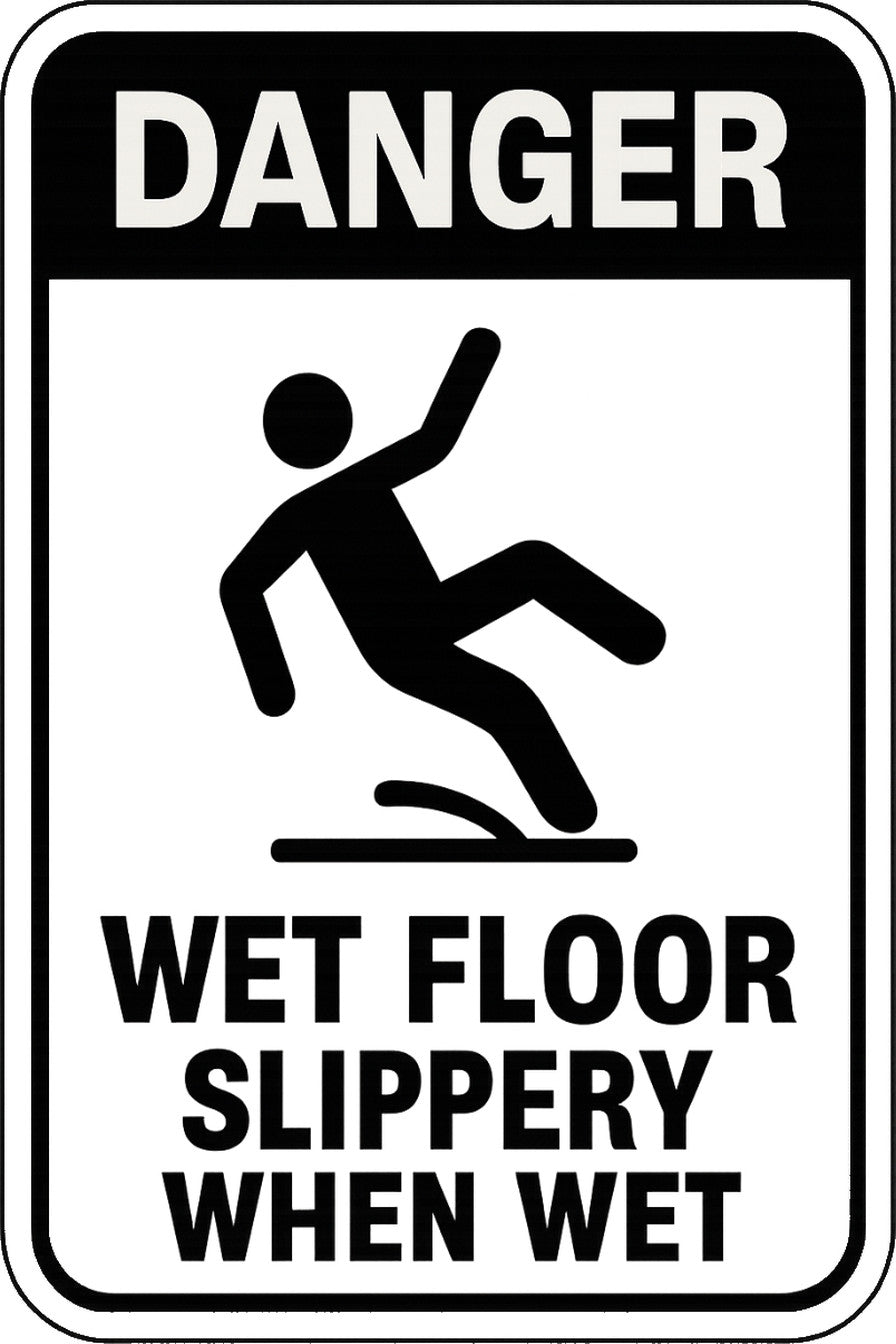 Danger Wet Floor Slippery When Wet 4x6 vinyl sticker