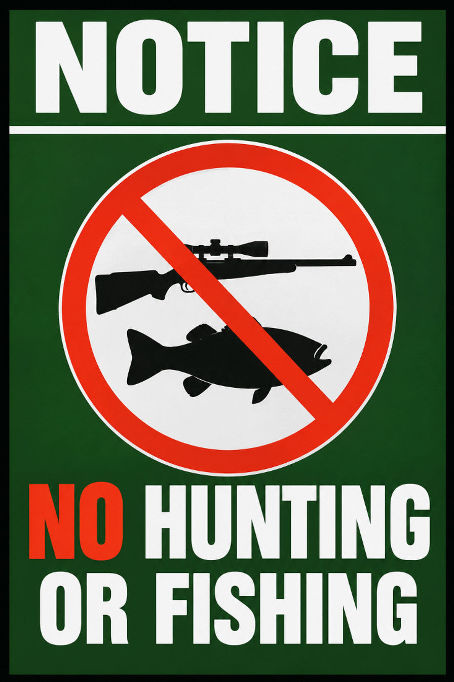 No Hunting or Fishing 4x6 vinyl sticker