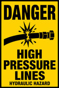 Danger High Pressure Hydraulic Lines 4x6 vinyl sticker