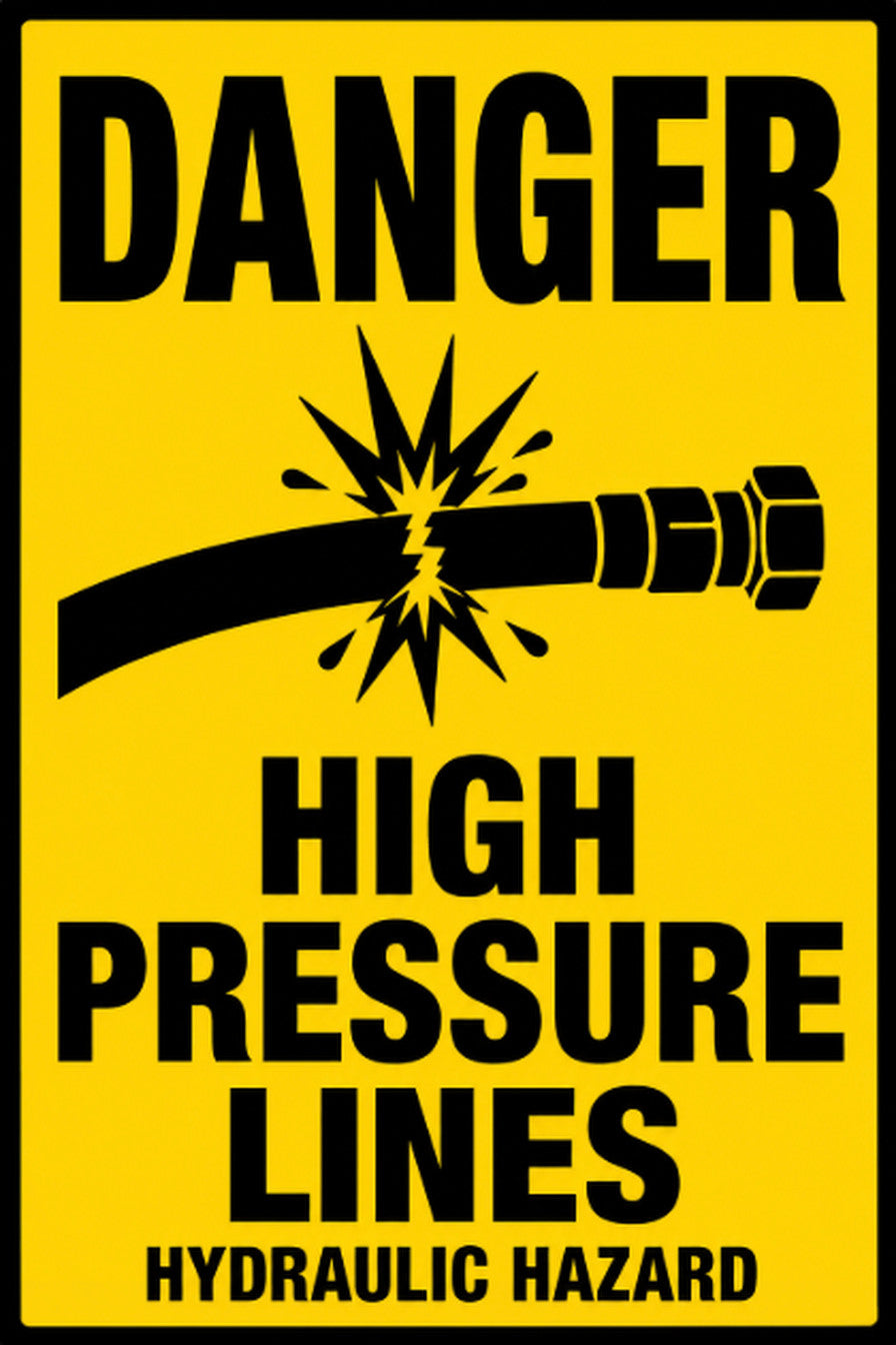 Danger High Pressure Hydraulic Lines 4x6 vinyl sticker