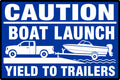 Caution Boat Launch Yield To Trailers 4x6 vinyl sticker