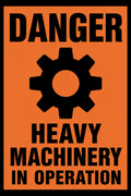 Danger Heavy Machinery In Operation 4x6 vinyl sticker