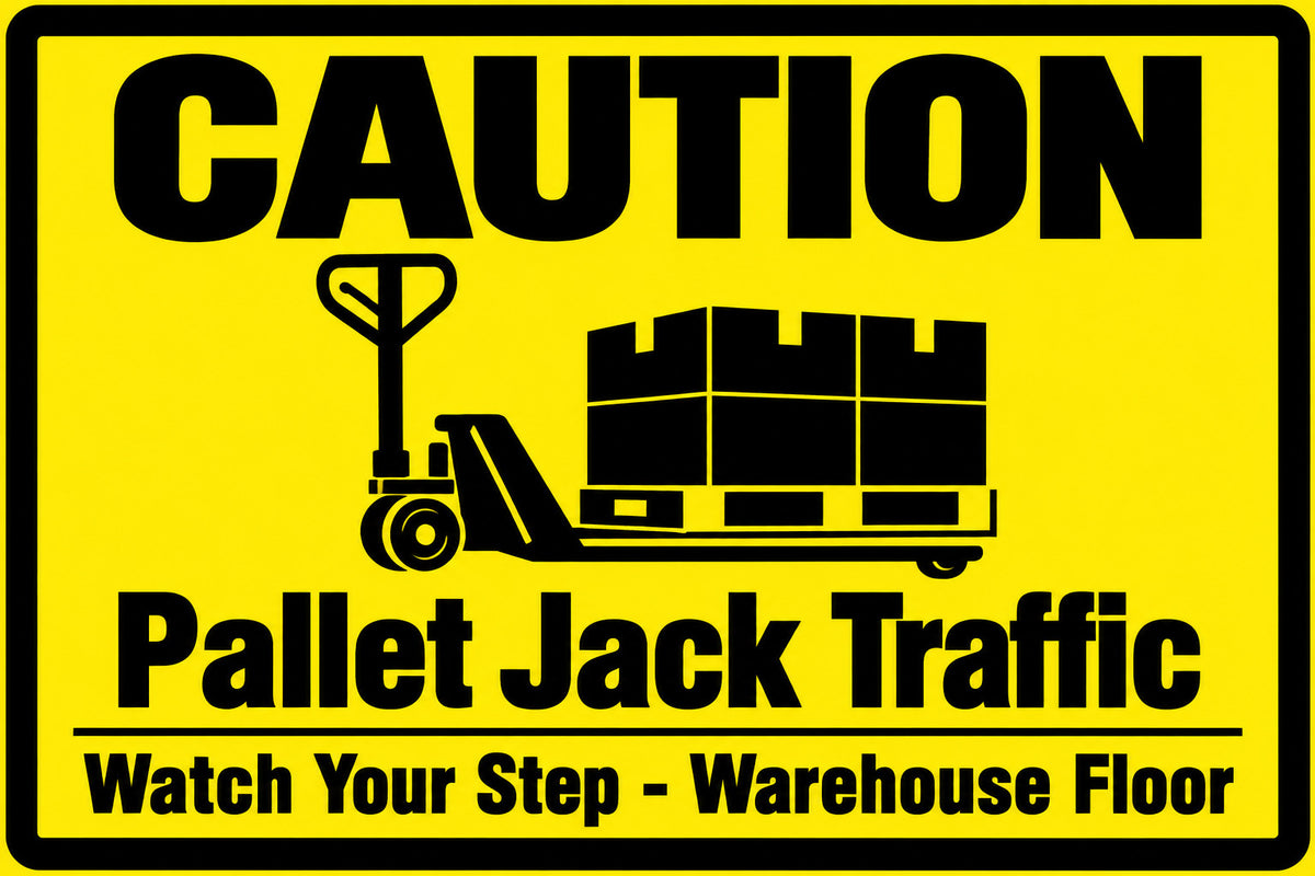 Caution Pallet Jack Traffic Watch Your Step Warehouse Floor 4x6 vinyl sticker