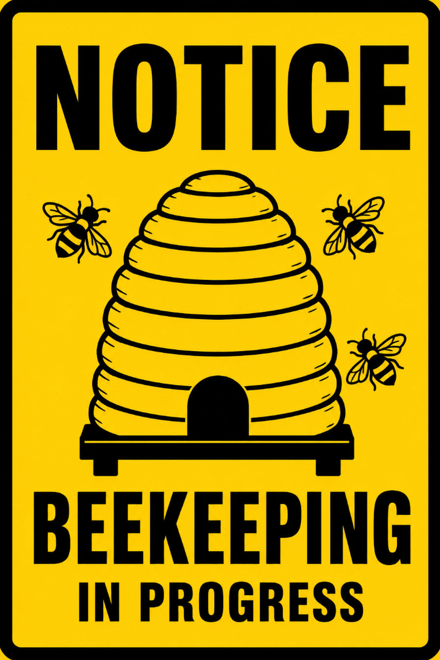 Notice Beekeeping in Progress 4x6 vinyl sticker