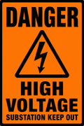 Danger High Voltage Substation Keep Out 4x6 vinyl sticker