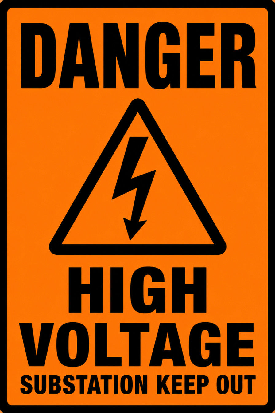Danger High Voltage Substation Keep Out 4x6 vinyl sticker