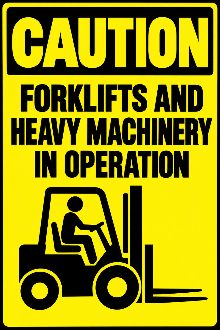 Caution Forklifts And Heavy Machinery In Operation 4x6 vinyl sticker