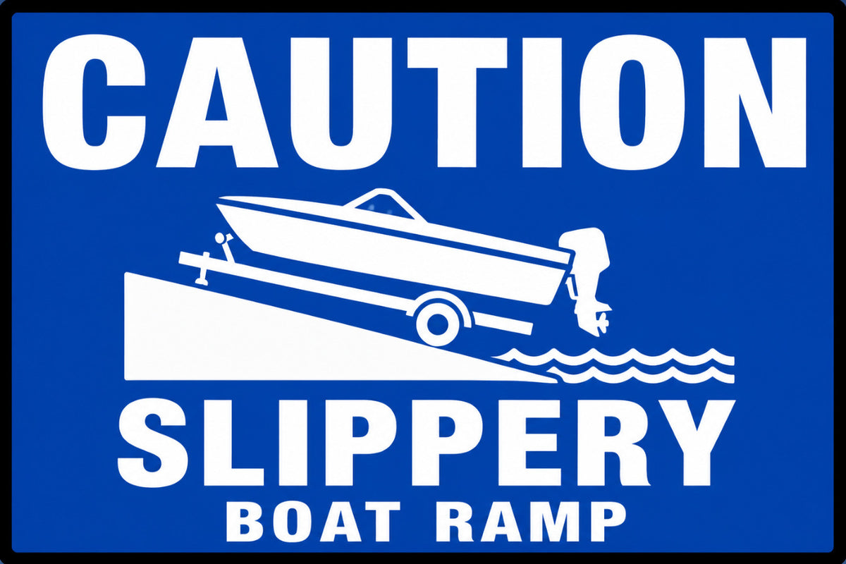 Caution Slippery Boat Ramp 4x6 vinyl sticker
