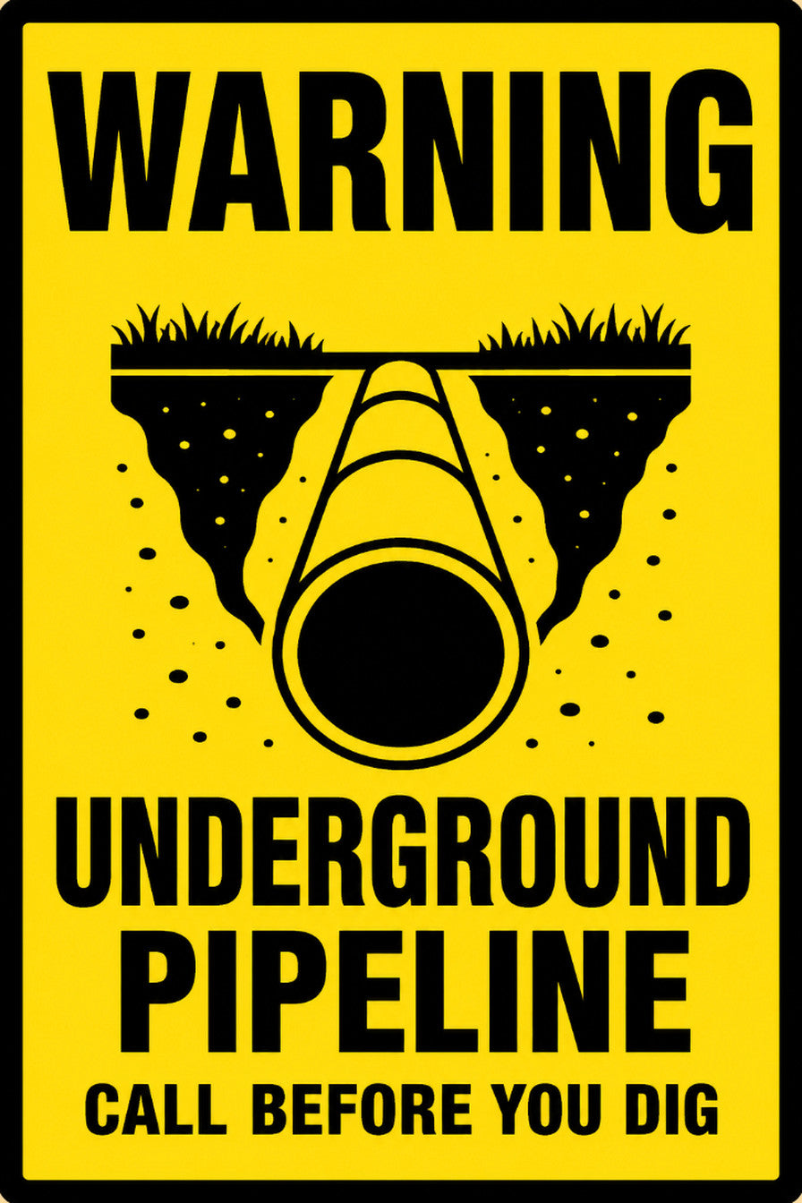 Warning Underground Pipeline Call Before You Dig 4x6 vinyl sticker