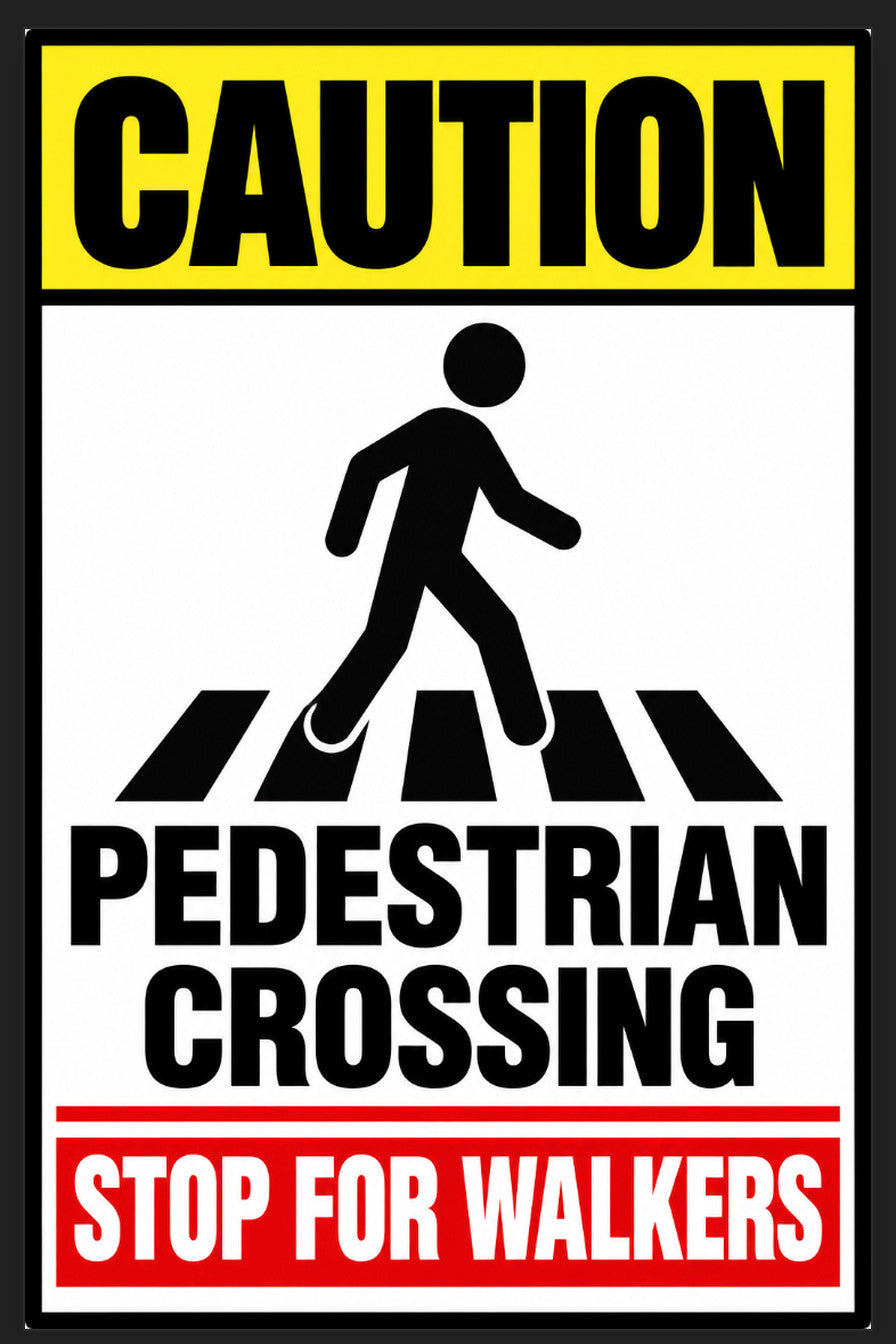 Caution Pedestrian Crossing Stop for Walkers 4x6 vinyl sticker