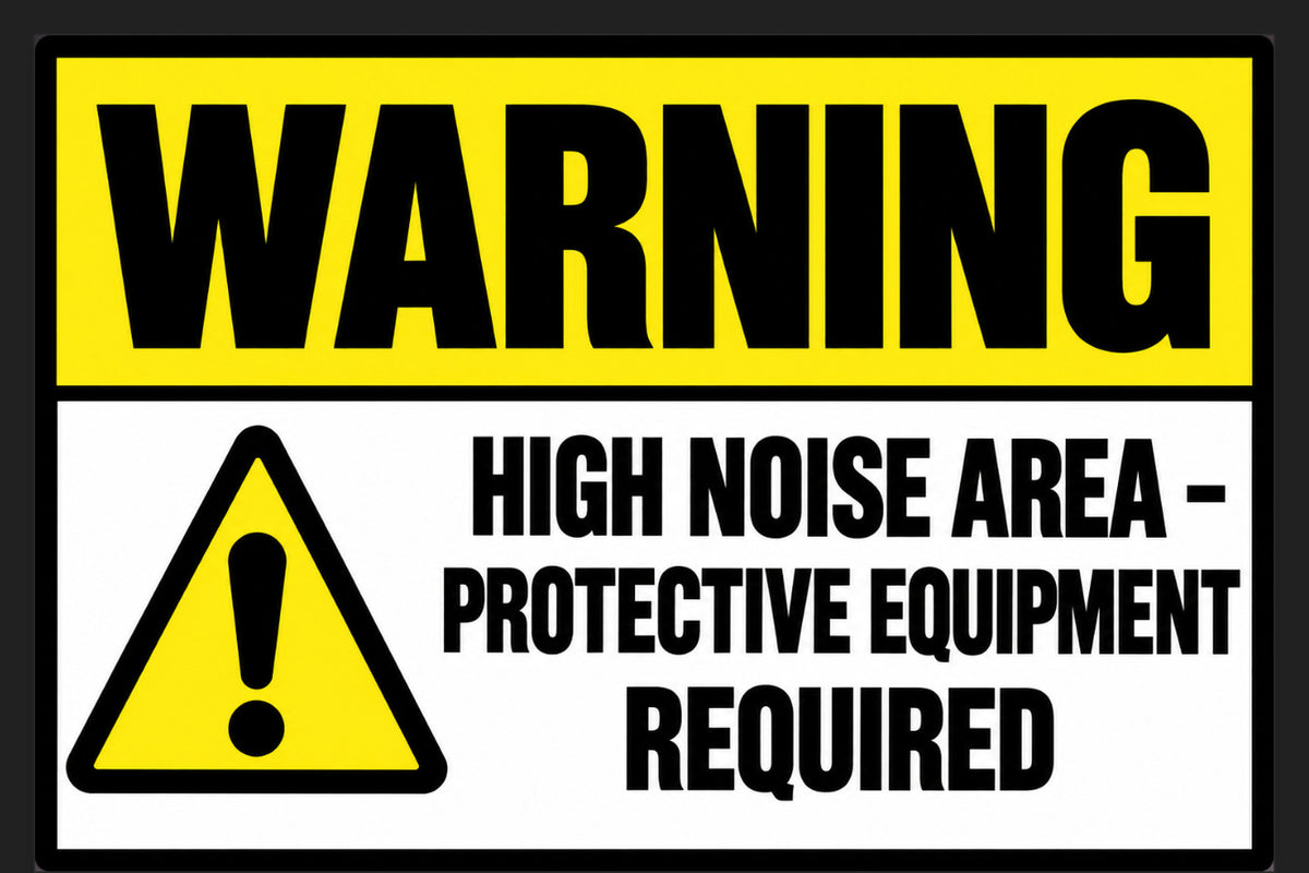 Warning High Noise Area Protective Equipment Required 4x6 vinyl sticker