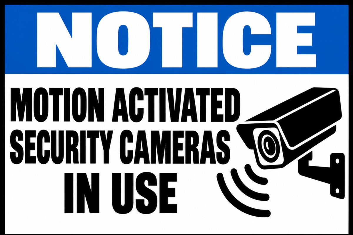 Notice Motion Activated Security Cameras In Use 4x6 vinyl sticker