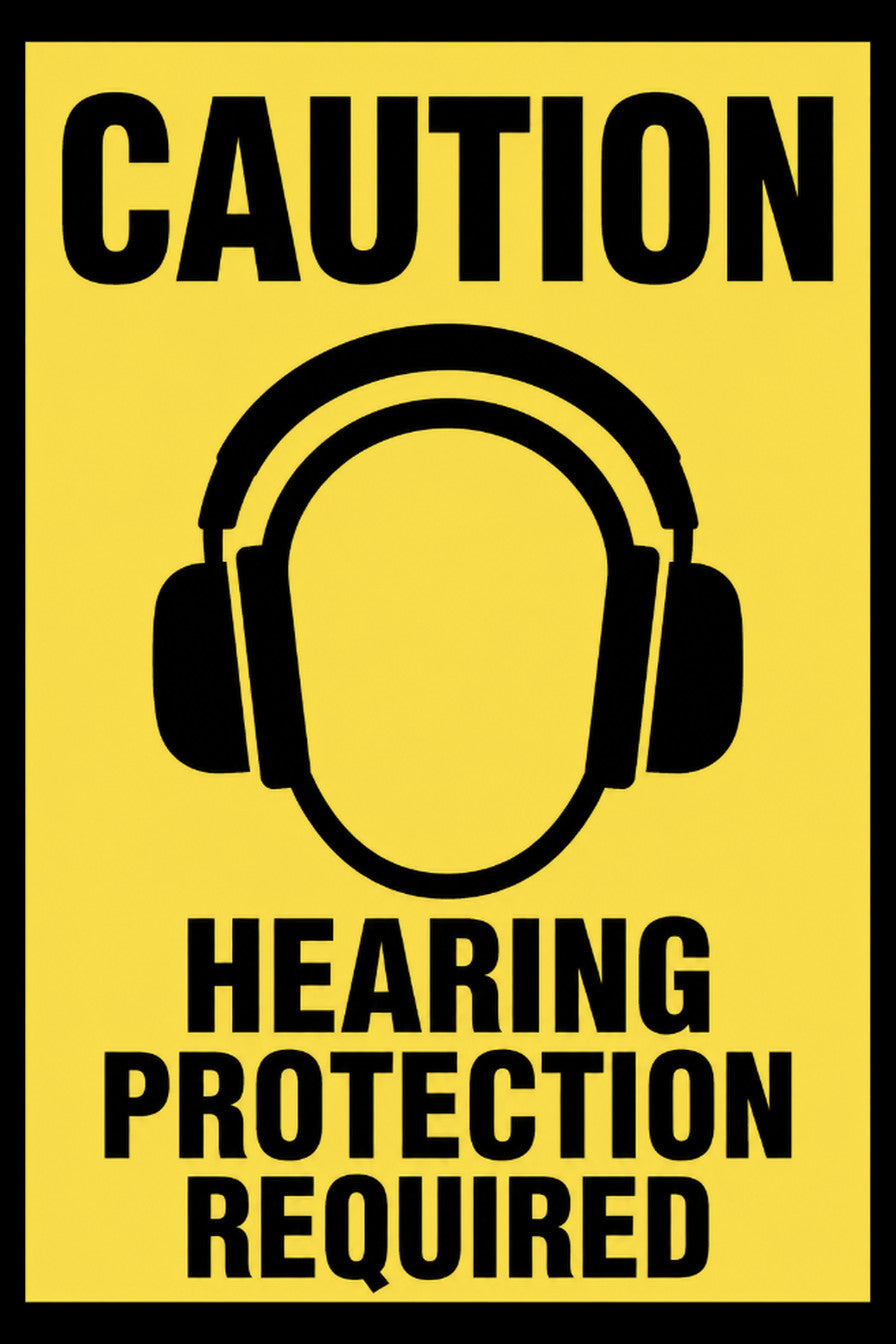 Caution Hearing Protection Required 4x6 vinyl sticker