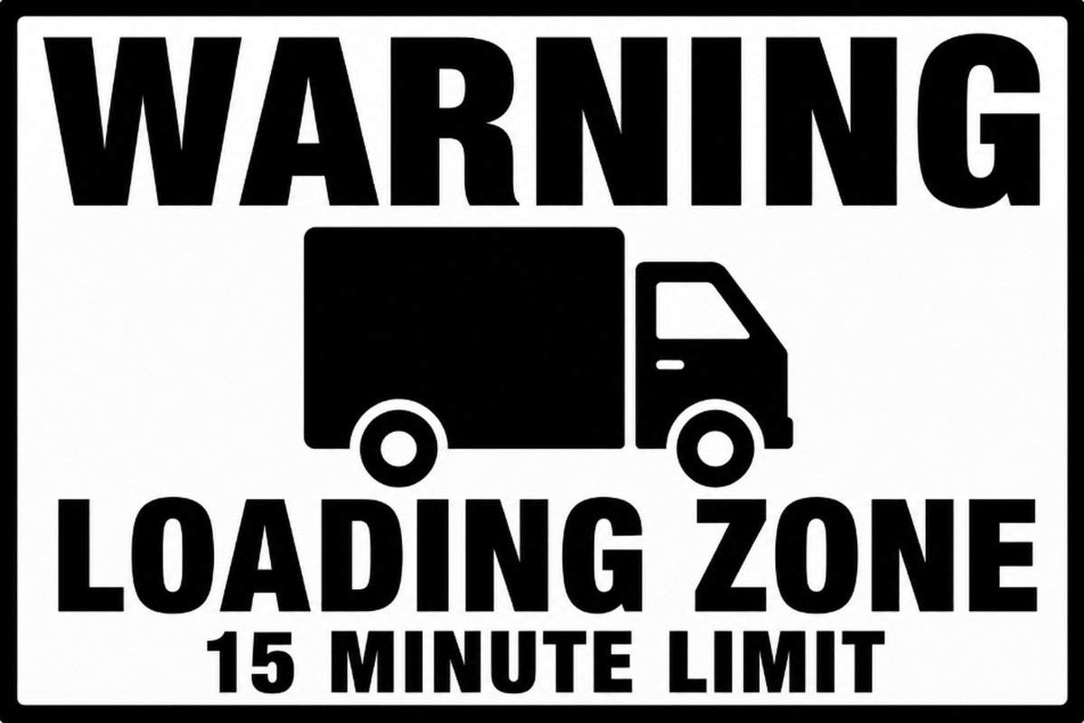 Warning Loading Zone 15 Minute Limit 4x6 vinyl sticker