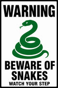 Warning Beware of Snakes 4x6 vinyl sticker